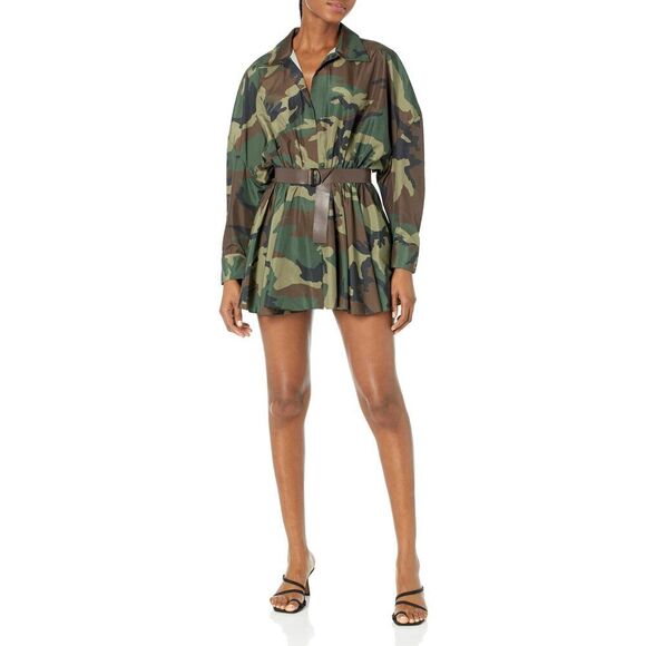 Norma Kamali Women's Super Oversized Shirt Flared Mini Dress Large Camo -  inbetweenathome.nl